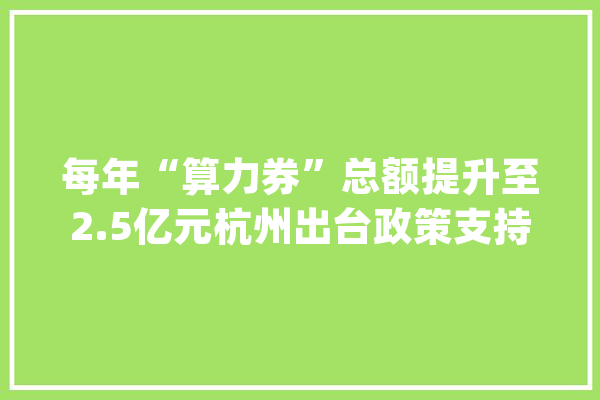 每年“算力券”总额提升至2.5亿元杭州出台政策支持人工智能全家当链高质量成长_人工智能_万元