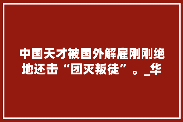 中国天才被国外解雇刚刚绝地还击“团灭叛徒”。_华人_将来 智能助手