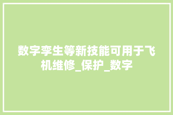 数字孪生等新技能可用于飞机维修_保护_数字