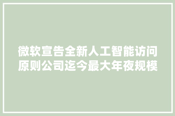 微软宣告全新人工智能访问原则公司迄今最大年夜规模投资计划_人工智能_微软 智能助手