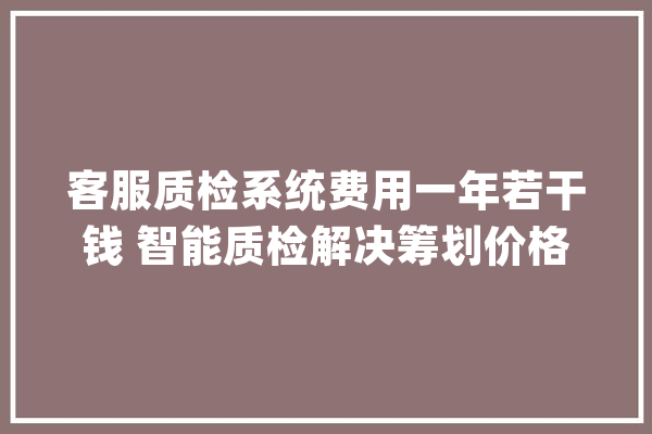 客服质检系统费用一年若干钱 智能质检解决筹划价格_费用_质检
