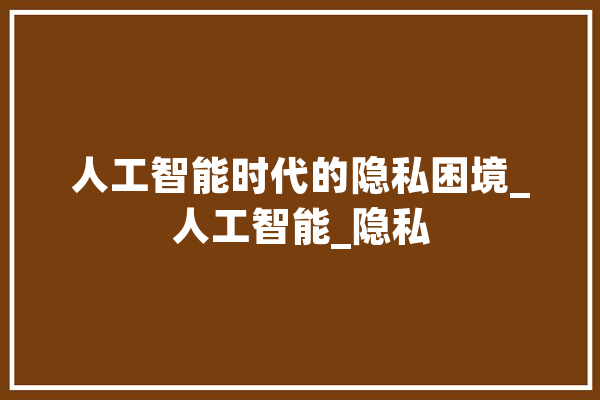 人工智能时代的隐私困境_人工智能_隐私