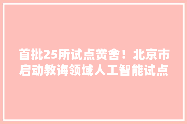 首批25所试点黉舍！北京市启动教诲领域人工智能试点应用_北京市_人工智能