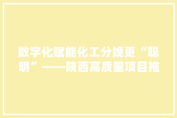 数字化赋能化工分娩更“聪明”——陕西高质量项目推动行业高质量成长系列报道之三_榆林_技巧
