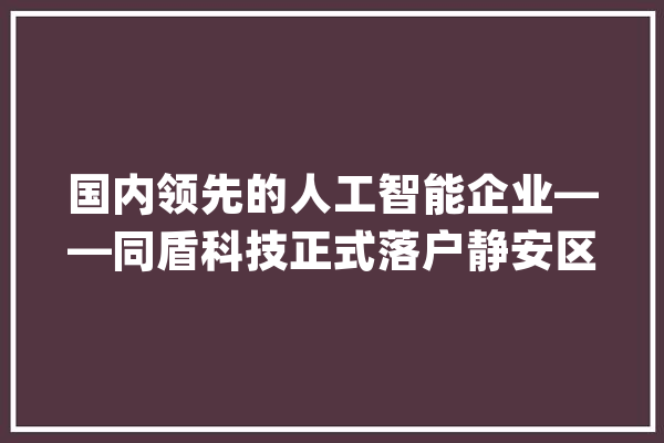国内领先的人工智能企业——同盾科技正式落户静安区企业中央_人工智能_技巧