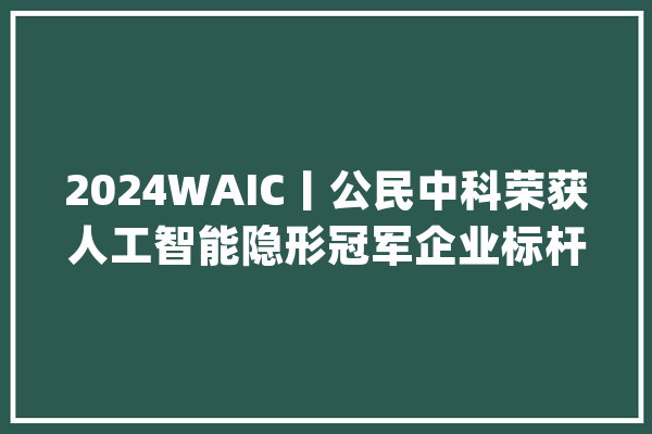 2024WAIC丨公民中科荣获人工智能隐形冠军企业标杆TOP10_人工智能_标杆 绘影字幕
