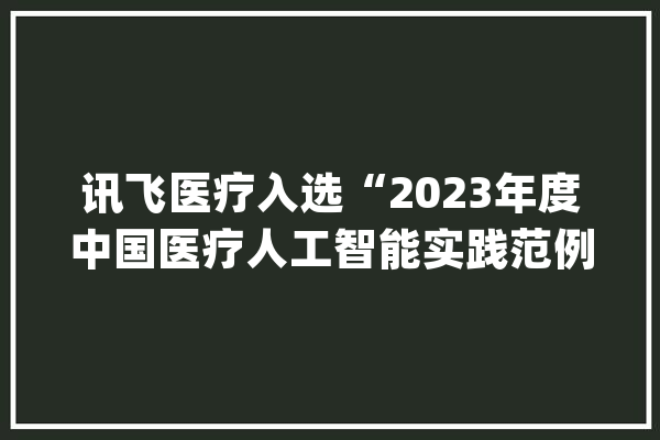 讯飞医疗入选“2023年度中国医疗人工智能实践范例案例”_医疗_沾染病