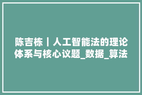 陈吉栋｜人工智能法的理论体系与核心议题_数据_算法 云服务