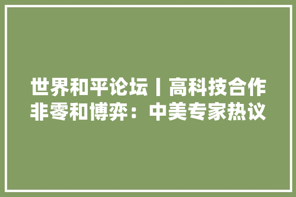 世界和平论坛丨高科技合作非零和博弈：中美专家热议人工智能_人工智能_美国
