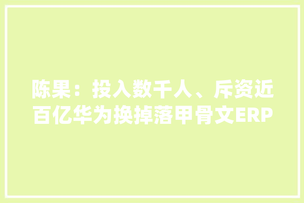 陈果：投入数千人、斥资近百亿华为换掉落甲骨文ERP为什么这么难？_华为_企业