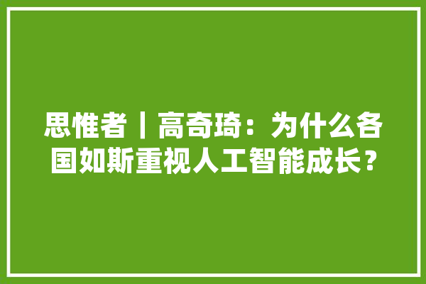 思惟者｜高奇琦：为什么各国如斯重视人工智能成长？谜底不仅仅是在技能层面_人工智能_智能 绘影字幕