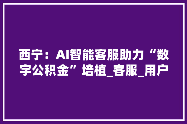 西宁：AI智能客服助力“数字公积金”培植_客服_用户