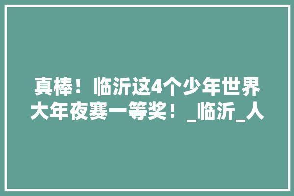 真棒！临沂这4个少年世界大年夜赛一等奖！_临沂_人工智能 智能写作
