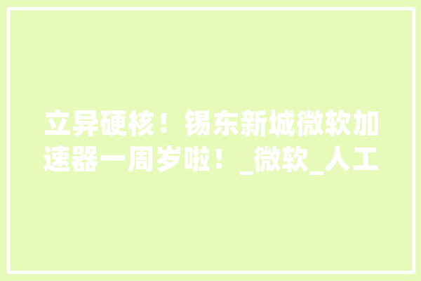 立异硬核！锡东新城微软加速器一周岁啦！_微软_人工智能