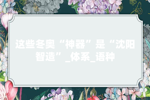这些冬奥“神器”是“沈阳智造”_体系_语种